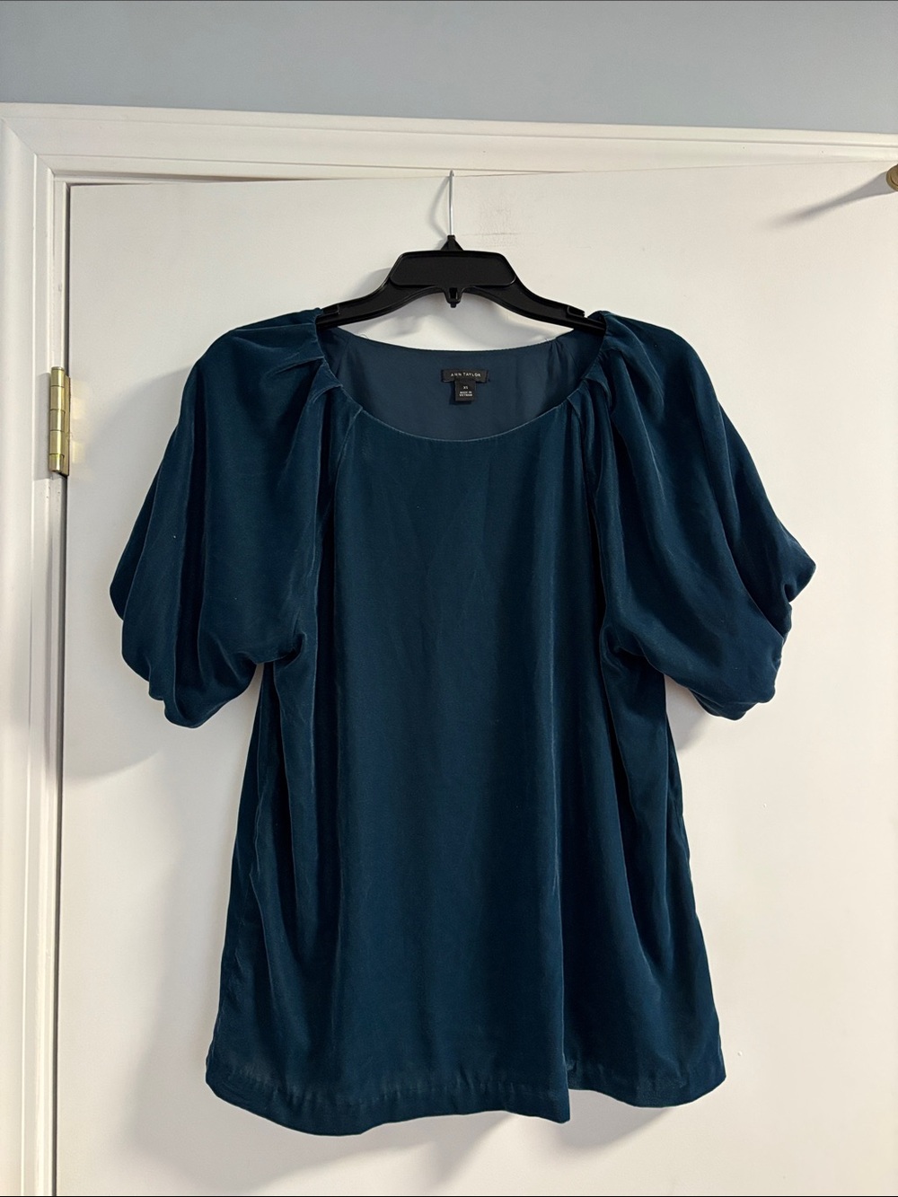 Ann Taylor Deep Teal Puff-Sleeve Blouse